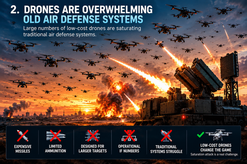 Mass-produced drones challenging traditional frontline air defence systems