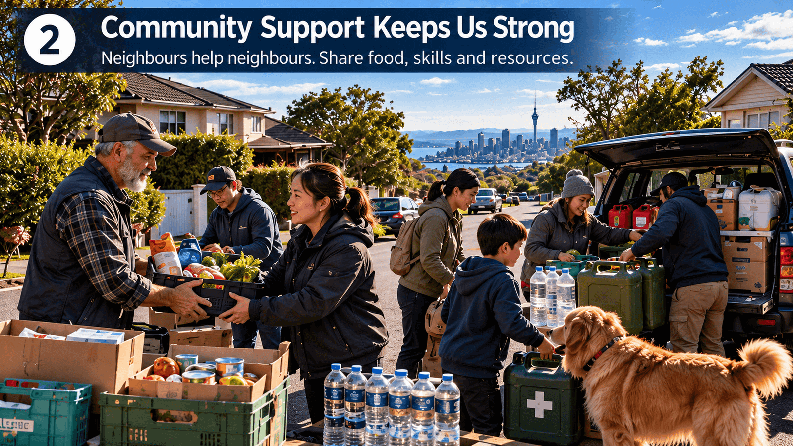 Neighbourhood resilience unit with households sharing generators and mutual aid